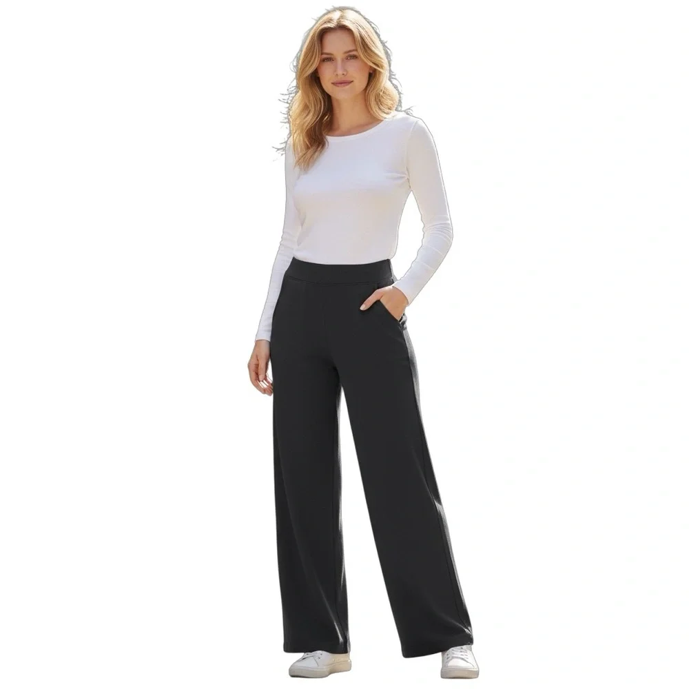 AYR High Hopes Black Wide Leg Pull On Pants Trousers Women’s M Cozy Casual Gift - Picture 4 of 9